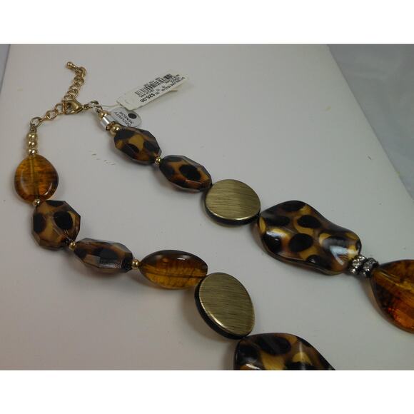 Vintage Animal Print Amber Gold Pendant Necklace - Never Worn with Original Tags - Picture 3 of 6